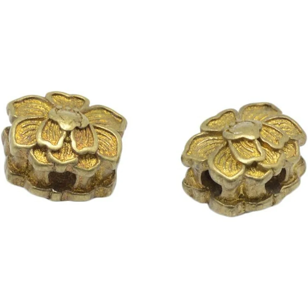 About 20 pcs Metal Flower Beads Brass Unplated Lotus Flower Spacers Beads Charms for Jewelry Makings 9.5x12mm