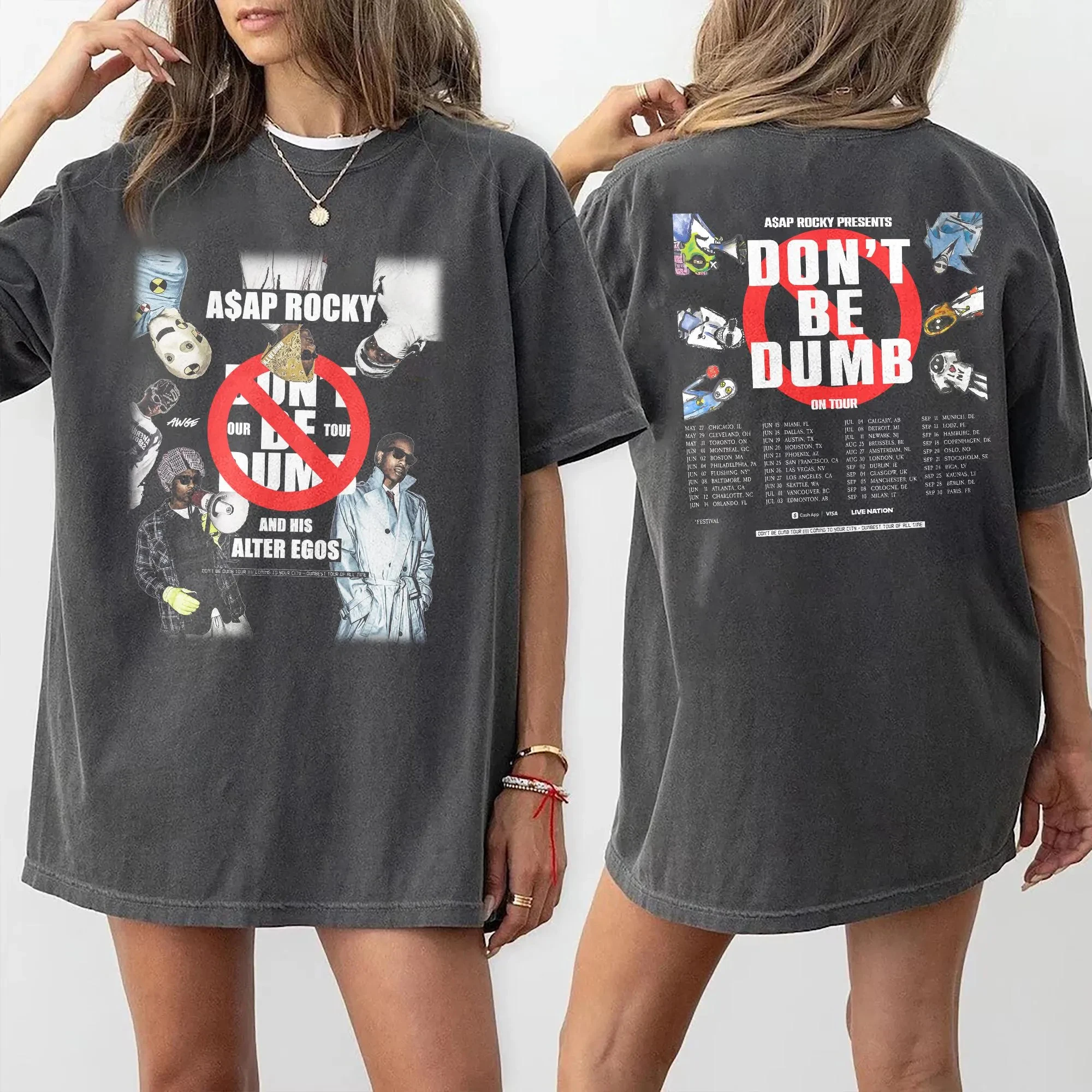 2026 New A$AP Roccky Don’t Be Dumb Album Graphic T-shirt Summer Men's and Women's Cotton Clothes Fashion Hip Hop Street Wear