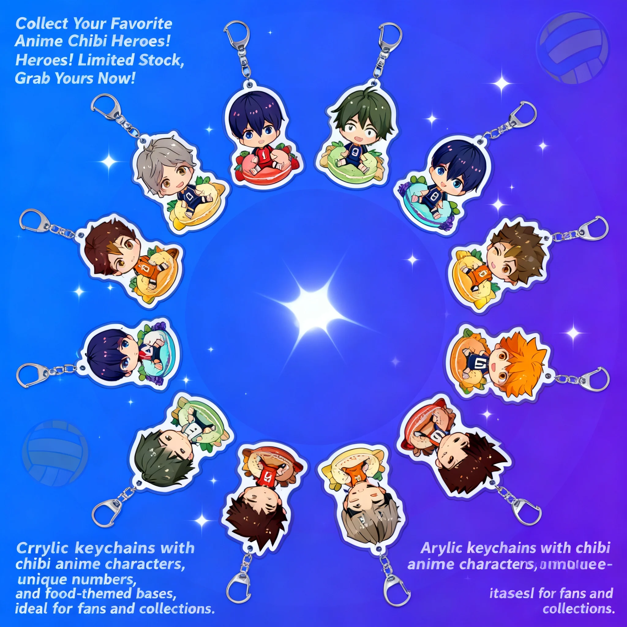 

Акриловый брелок-подвеска для волейбола в стиле аниме Haikyuu: Шоё Хината, Тобио Кагеяма, Кенма Козумэ, Ю Нисиноя, многослойный дизайн