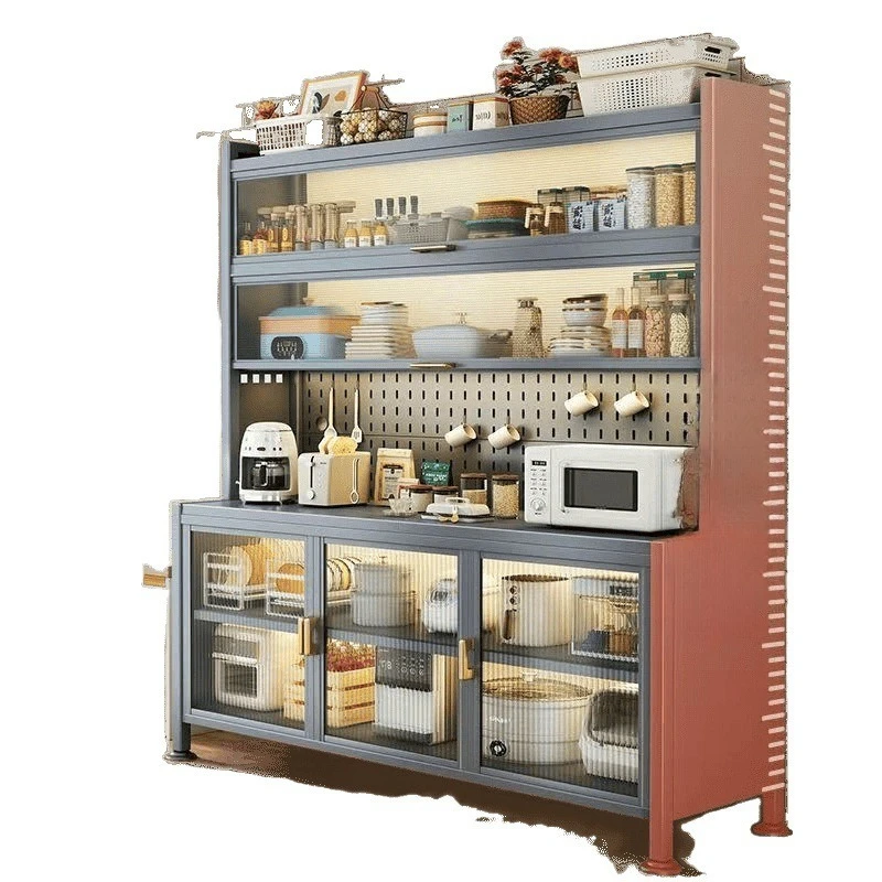 

Kitchen closed shelves, extended floor-to-ceiling multi-layer wrought iron side cabinets