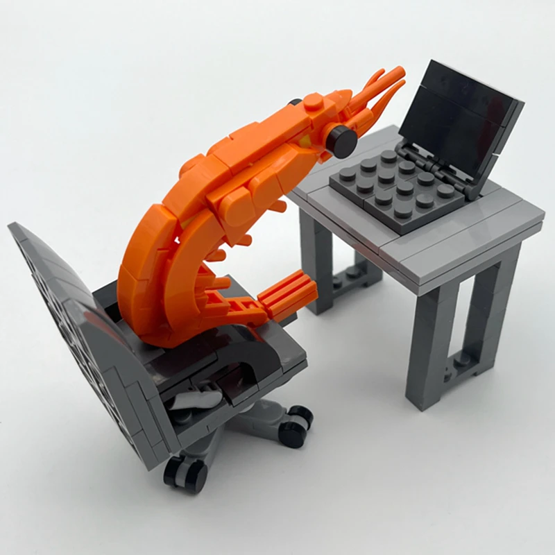 MOC Building Block Shrimp Model Figurines Puzzle Assembly Kit for Boys And Girls Internet Celebrity Creative Parodies Toy