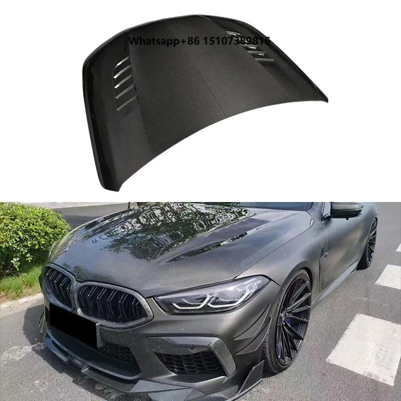 V-style M8 Real Dry Carbon Fiber Engine Hood for BW M8 8 Series F91 F92 F93 G14 G15 2018-2025 Vented Bonnet Cover Aero