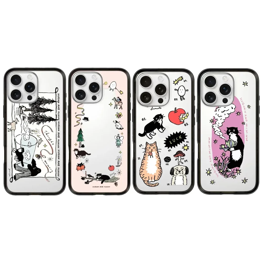 

Black Cat New Type Acrylic Border Letters iPhone 16 Pro 15 14 Pro Max Protective Case, Fits iPhone 16 Pro Max