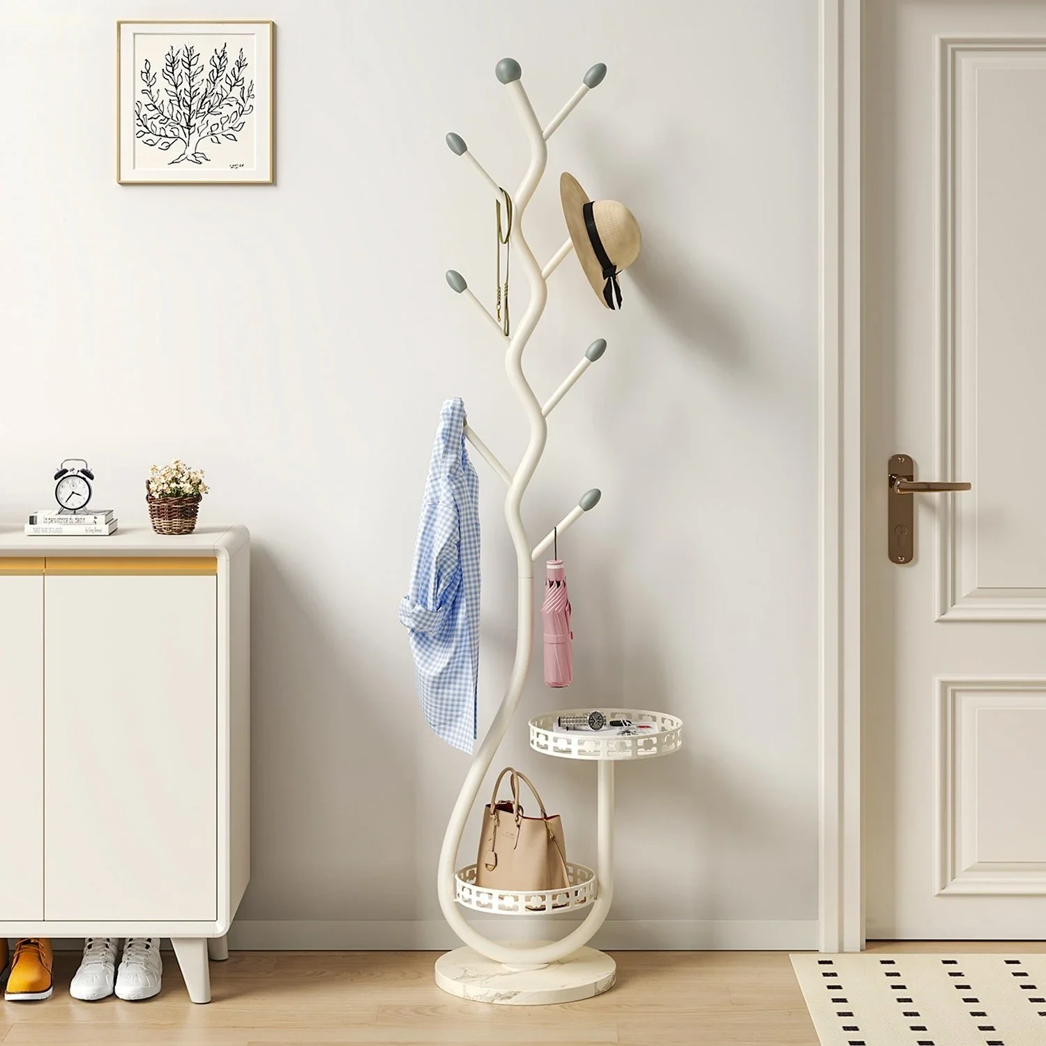 Bedroom light luxury tree branches, hanger, wrought iron clothes rack, entrance entrance floor vertical, storage coat rack