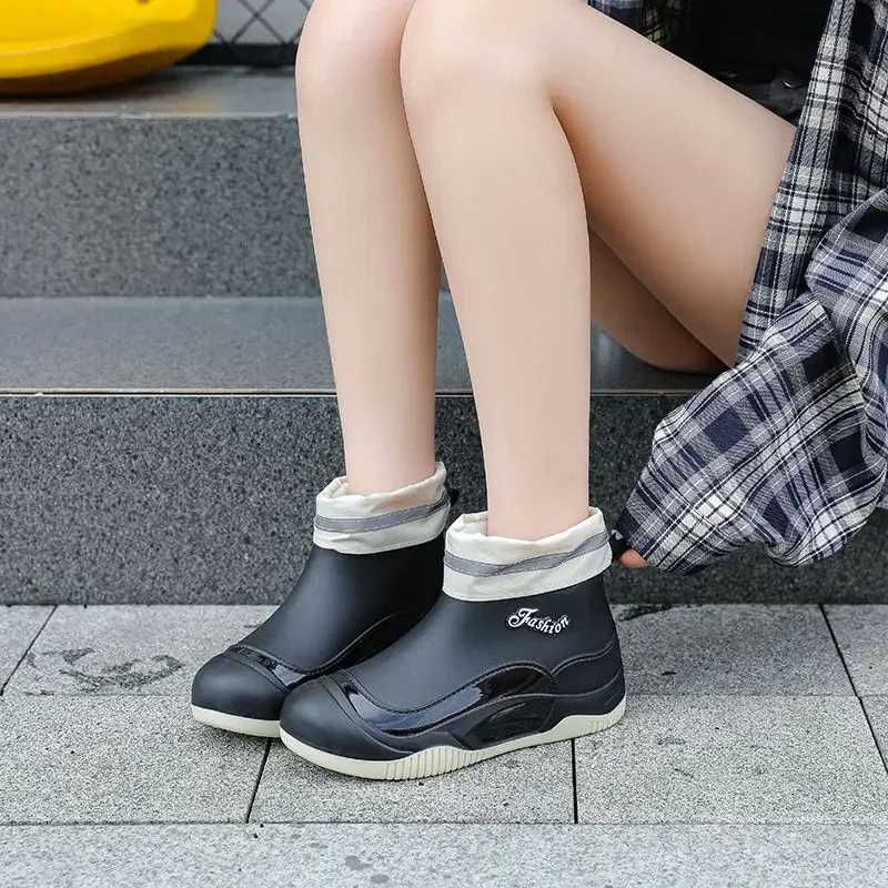 المرأة وصول جديد معزول الدافئة أحذية المطر القصيرة ارتداء مقاومة للماء لينة وحيد المضادة للانزلاق أحذية العمل للنساء #1