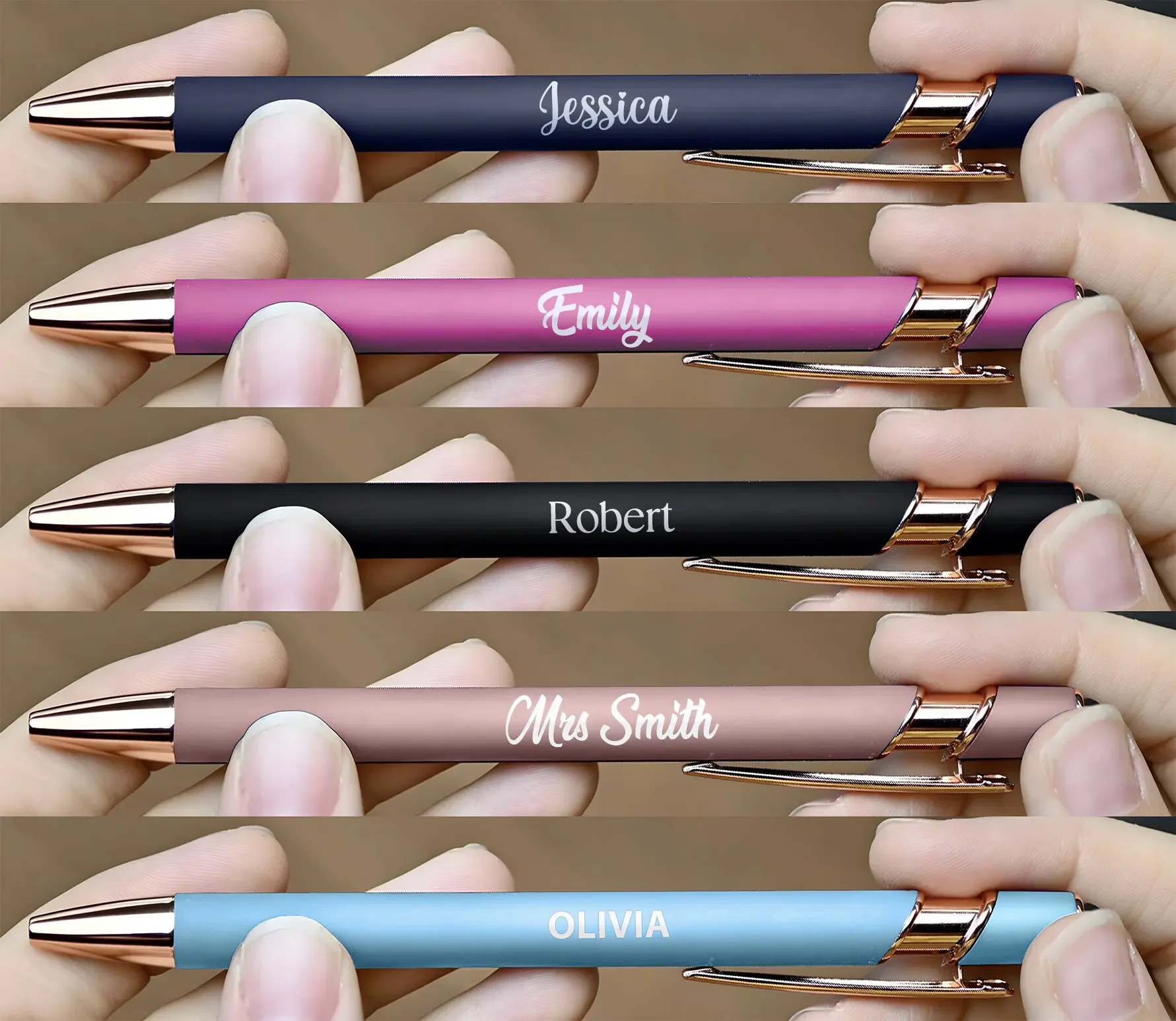 10 PCS Personalised Luxurious Soft Touch Rose Gold Pen,Gift Fancy Custom Pen for Women,Best Friend Christma Gift,Present for Her