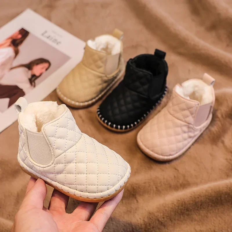 

Зимние зимние сапоги для маленьких девочек и мальчиков, теплая плюшевая детская уличная обувь, нескользящая детская обувь на мягкой подошве, детская обувь на хлопковой подкладке
