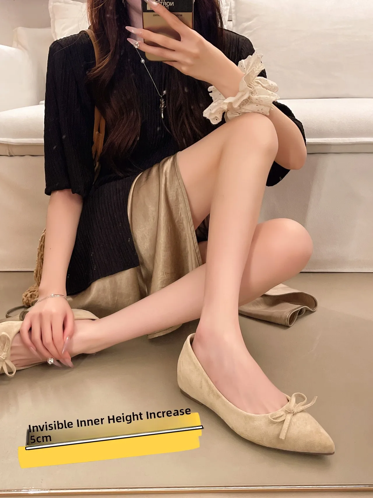 平底ベルベット表面ポインテッドトゥ婦人靴春秋スタイル多用途バレエシューズ快適な内側素材