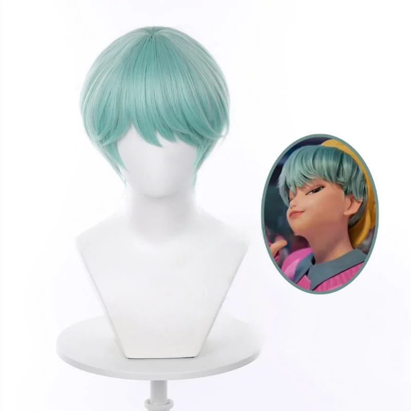 

Saja Boys Baby Huntrix KPop Demon Hunters Cosplay Y2K Fashion Short Blue Green Hair Cos Jirai Kei Heat Resistant Halloween Wig