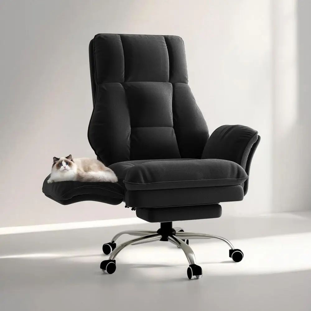

Ergonomic Big and Tall Office Chair with Padded Armrests, Footrest, and Wide Crystal Velvet Seat