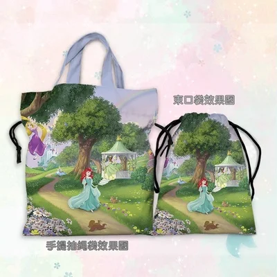 Disney Princess Ariel Mermaid A77641 Anime Lunch Bags Customized Cartoon Drawstring Bag HandBag Casual Storage Unisex Gift