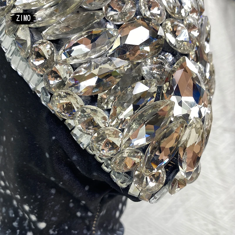 Shiny Party Rhinestone Headwear Man ไนท์คลับนักร้องดีเจคริสตัลตกแต่งหมวกเวทีอุปกรณ์ประสิทธิภาพเครื่องประดับ