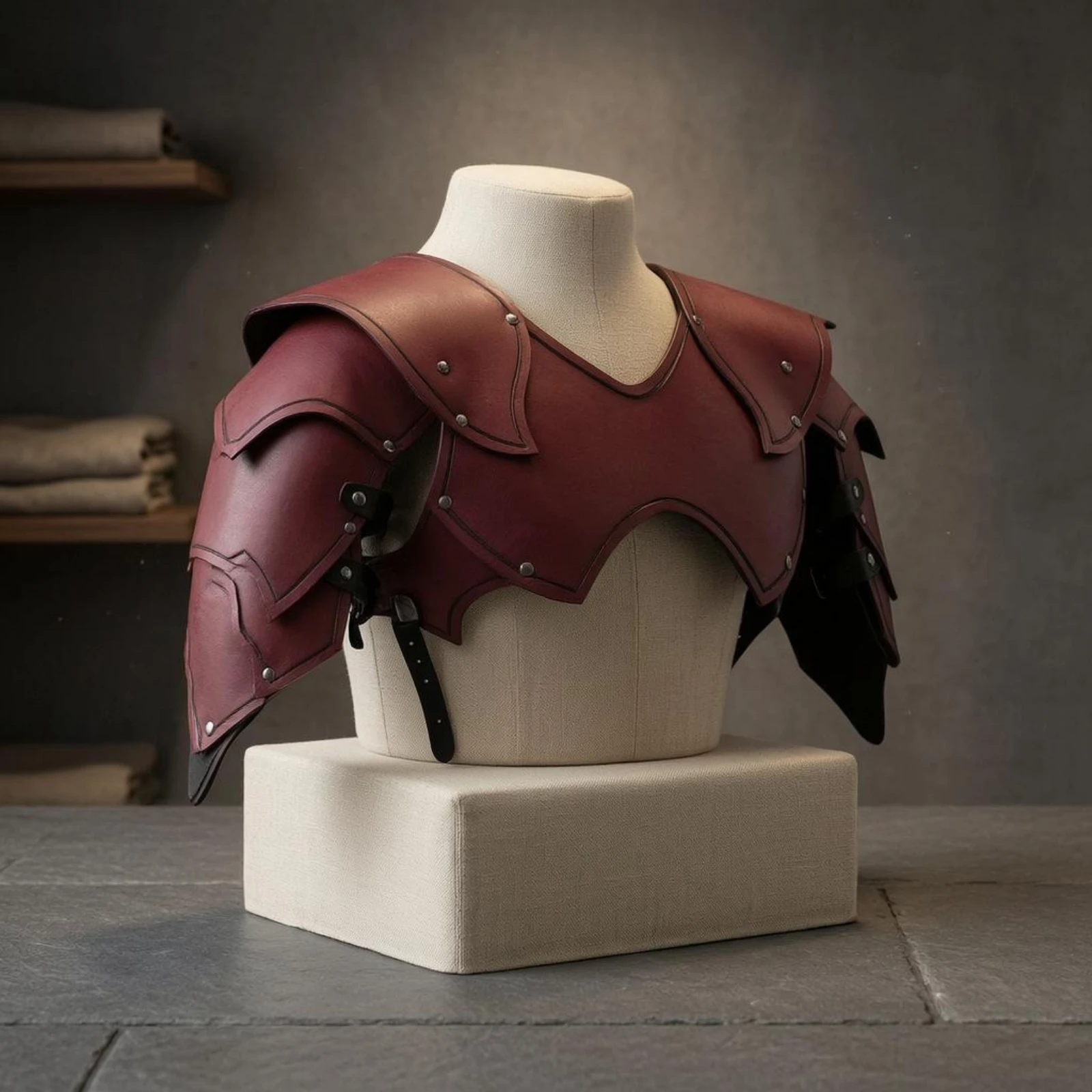 Cosplay Protective Gear Riveted Trim Layered Chest Plate Shoulder Guards Angular Historical Costume Display Piece for Cosplayers