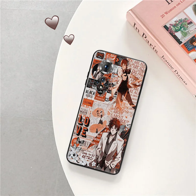 Black Matte Phone Cases for Honor X8b X8 X7 X6 a X9 b 90 70 Magic5 Bungou Stray Dogs Anime Huawei P40 P30 P20 Psmart Soft Cover image 2