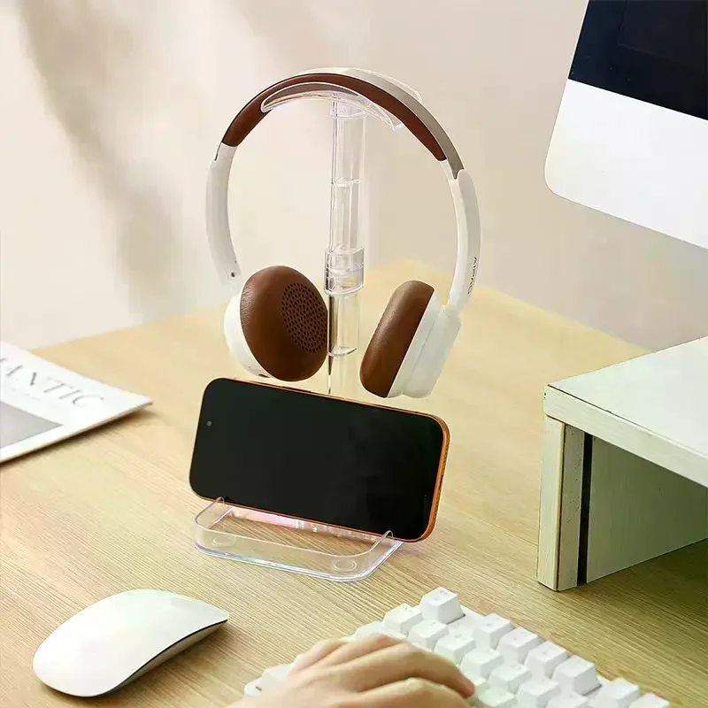 Headphone Stand With Base Universal Headphone Stand Hanger Transparent Headset Storage Rack Multi-Function Detachable Stand