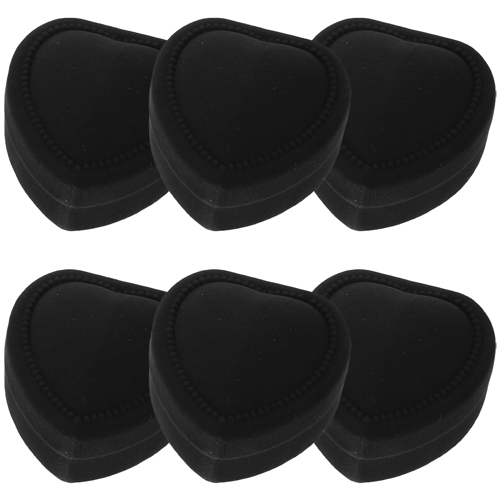 

6pcs Heart Shaped Boxes Engagement Wedding Ring Gift Box Lint Jewelry Packaging Storage Organizer Portable Earring Ring Case For