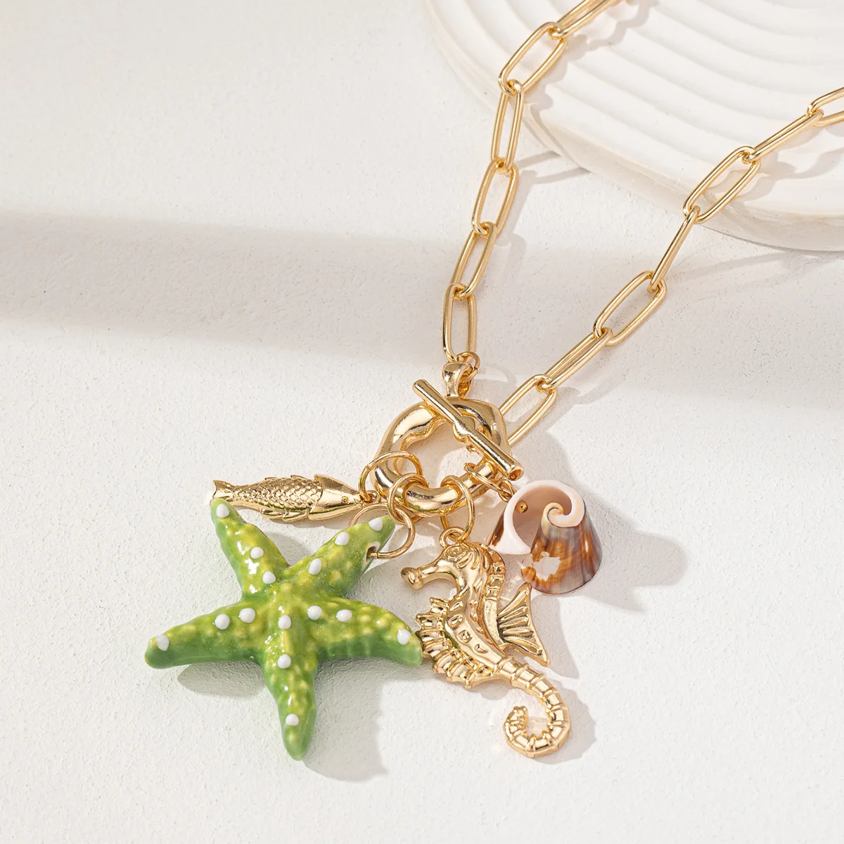 Jewelry Wholesale Source Summer Ceramic Starfish Hippocampus Sardine Pendant Necklace