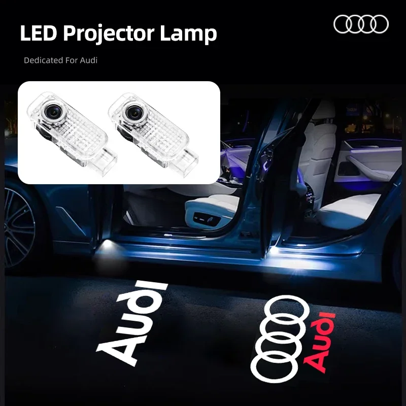 2pcs Led Car Door logo Welcome Light Audi A4 B5 B6 B7 B8 B9 A1 A3 8V 8P 8L A6 C5 C6 C7 A5 A7 A8 Q3 Q5 Q7 TT S3 S6 Sline Quattro