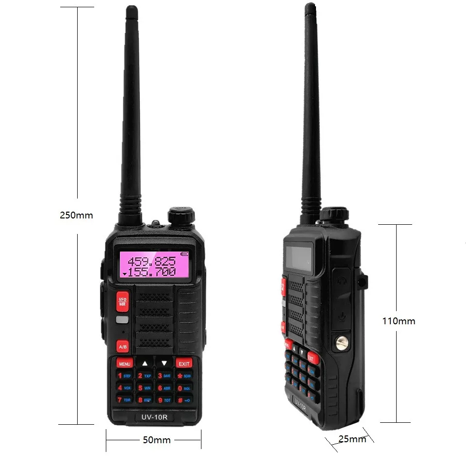 Walkie Talkie 10W BAOFENG UV-10R Portable CB Radio Dual Band VHF/UHF Radio Station LCD Display Radio Transceiver Scanner Radio