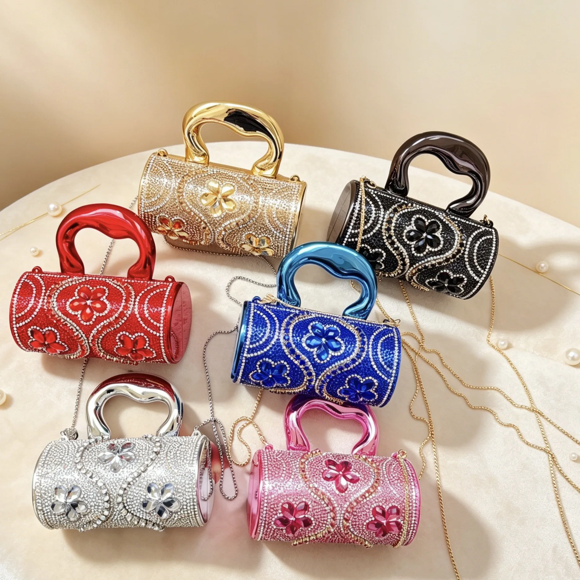 Gemstone Dinner Clutch Bag Diamond Embedded Ladies Handbag Fashionable Elegant Party Purse Women's Handbag Trendy