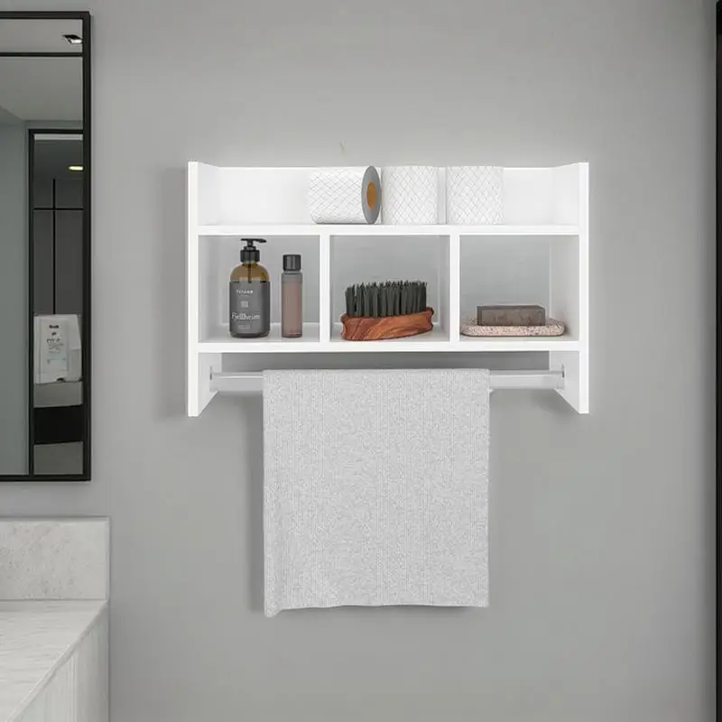 

Franklin Bath Shelf with Towel Bar, Open Shelves & Storage Space for Bathroom Items, White Finish