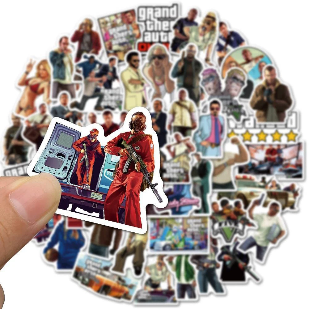 10/30/50pcs Game Grand Theft Auto：Vice City Stickers Cool Cartoon Kids Decals Toy Phone Skateboard Luggage GTA Graffiti Sticker