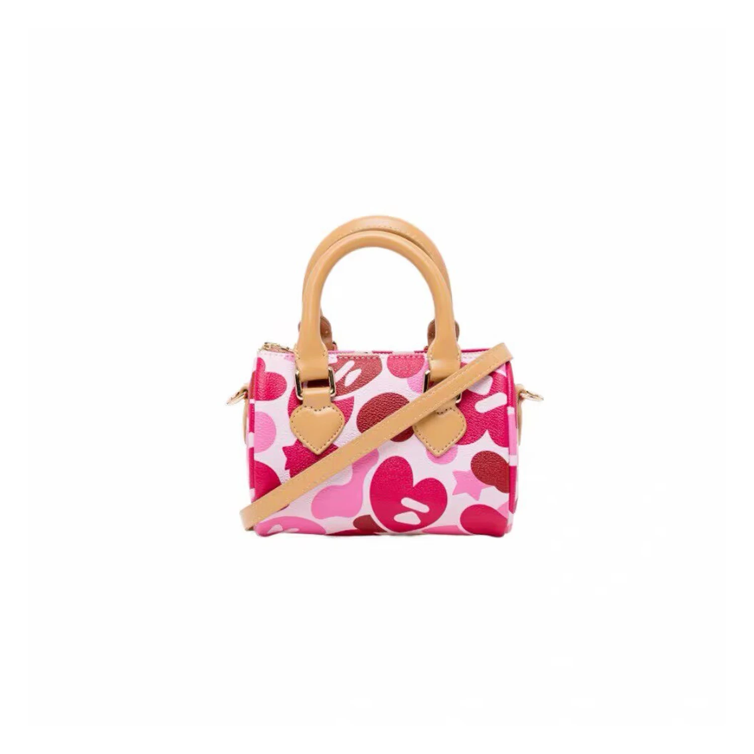 Boston Bag Women's Crossbody Cartoon Animal Print Heart Pattern Summer 2026 Color Collision Love Pattern Female Bag