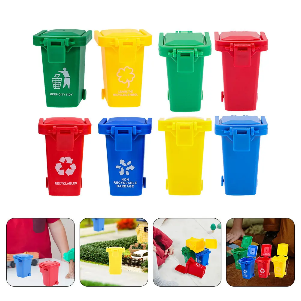 Mini cubo de basura con tapa para escritorio, cocina, oficina, almacenamiento de papelería, pequeño cubo de basura multiusos, 8 Uds.