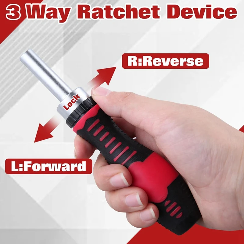 BAAG-65PCS Set Mata Obeng & Soket Ratcheting, Set Mata Obeng Multi Alat Obeng dengan Pegangan Ratchet