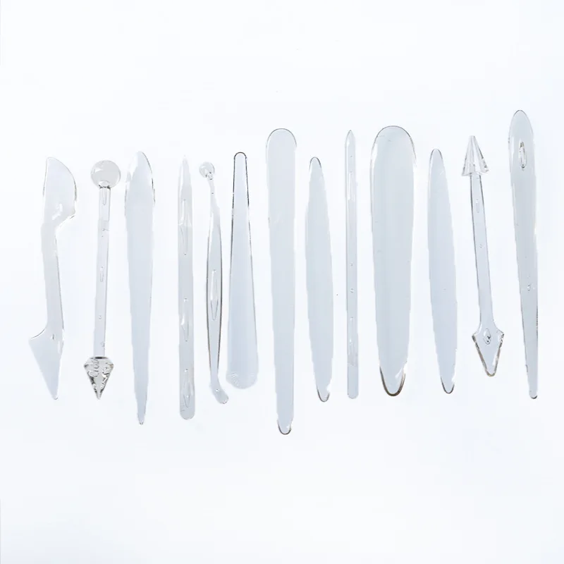 13Pcs Transparent Clay Soft Pottery Cartoon Shaping Tool Set Baking Utensils Fondant Carving Shaping Plastic Knife for Dropship