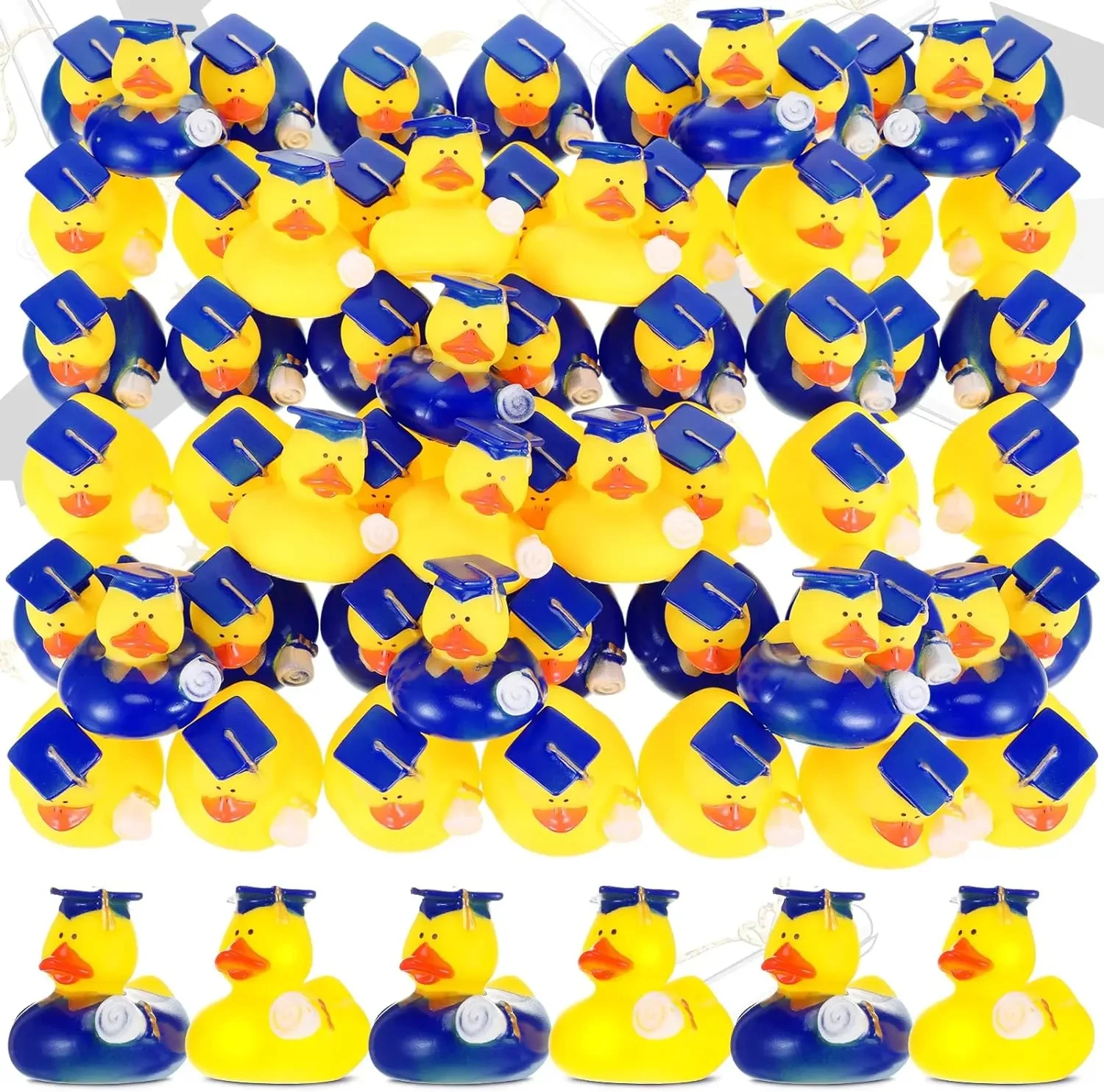 

24PCS Graduation Rubber Ducks Grad Diploma Rubber Duck Grad Duck Bulk Cake Topper for Student Bathtub Toys Swim Pool Party Favor