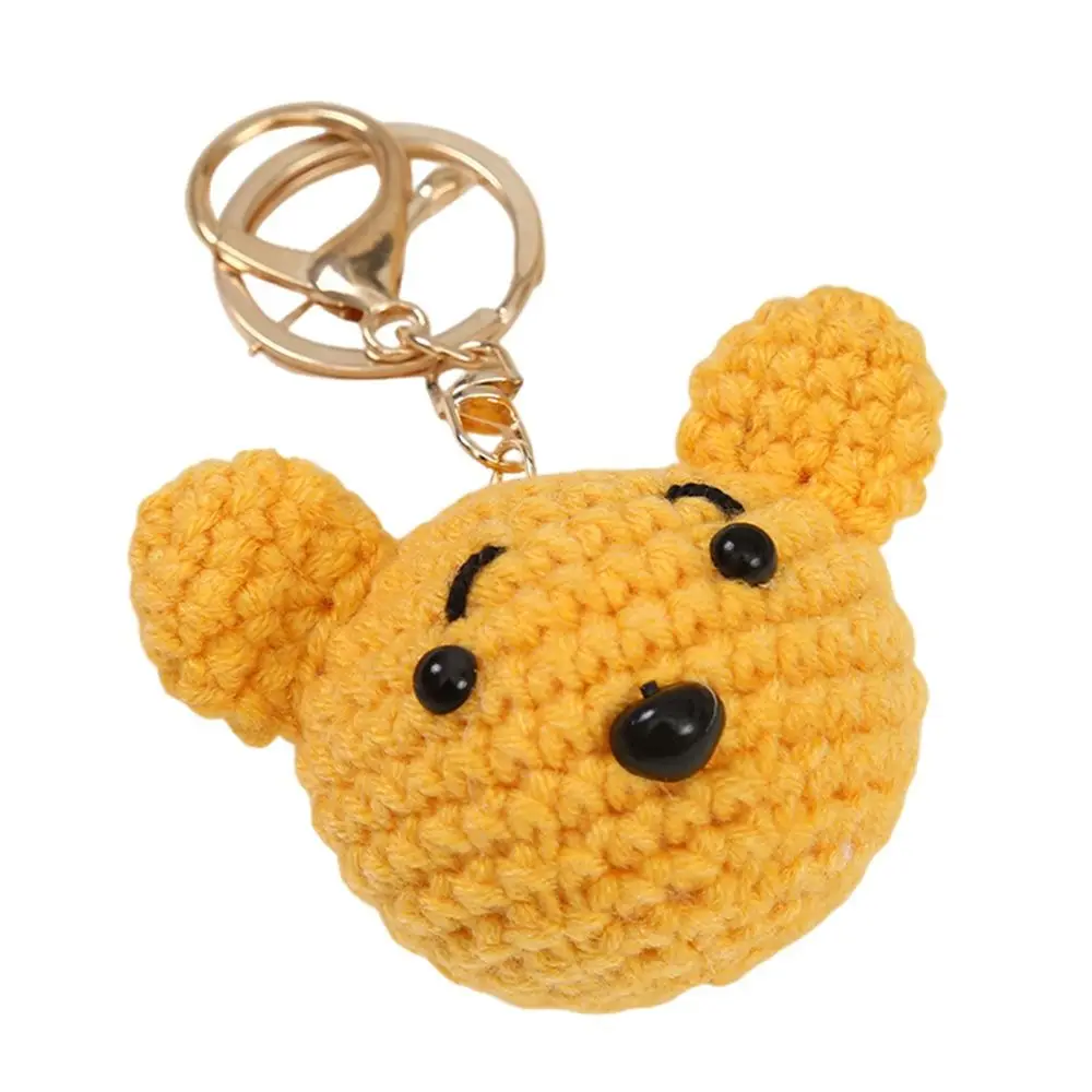 Cartoon Design Crochet Keychain Three-Dimensional Hand Woven Handmade Keychain Wool Crocheted Mini Size Animal Keychain