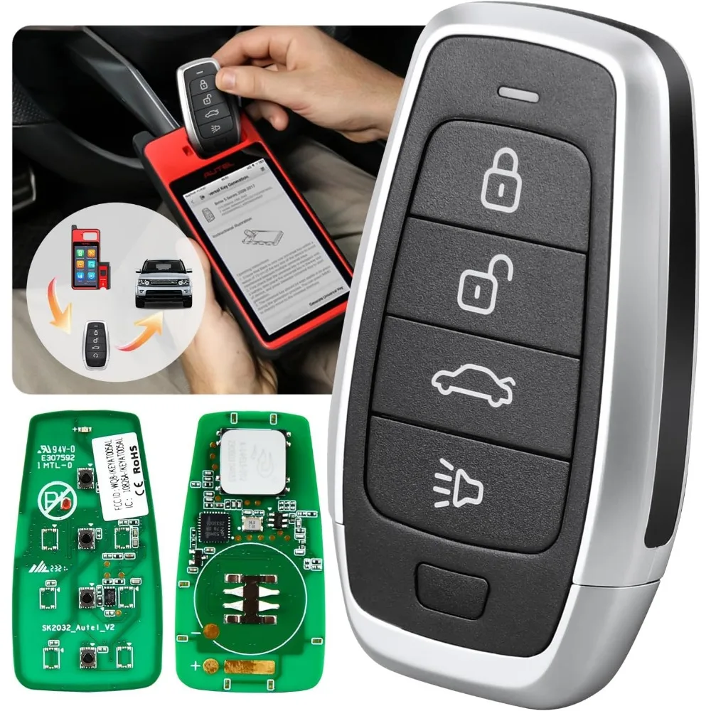 

Universal 4 Button Programmable Key Fob Replacement 700 Vehicles OBD Learning Dual Band 130FT Range