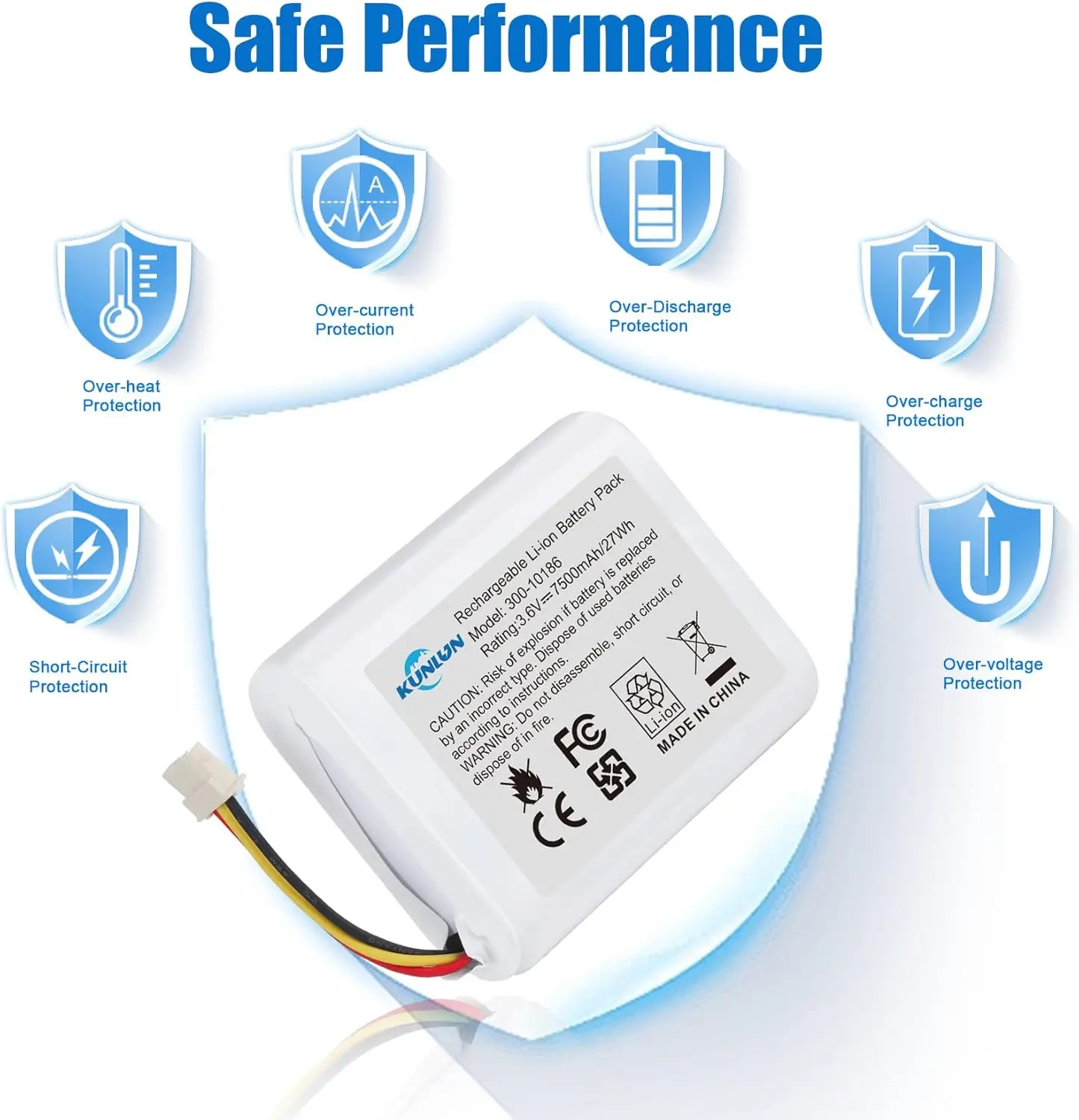 KUNLUN 3.6V 7.5Ah Batteria di ricambio 300-10186 per pannello di sicurezza intelligente ADT Command ADT5AIO-1 ADT5AIO-2 ADT5AIO-3 ADT7AIO-1
