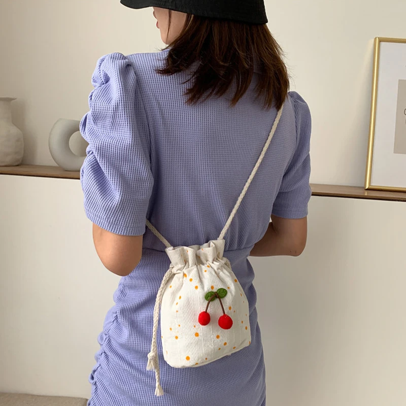 New Trendy Forest Girl Flower Bucket Bag Versatile Single Shoulder Crossbody Bag