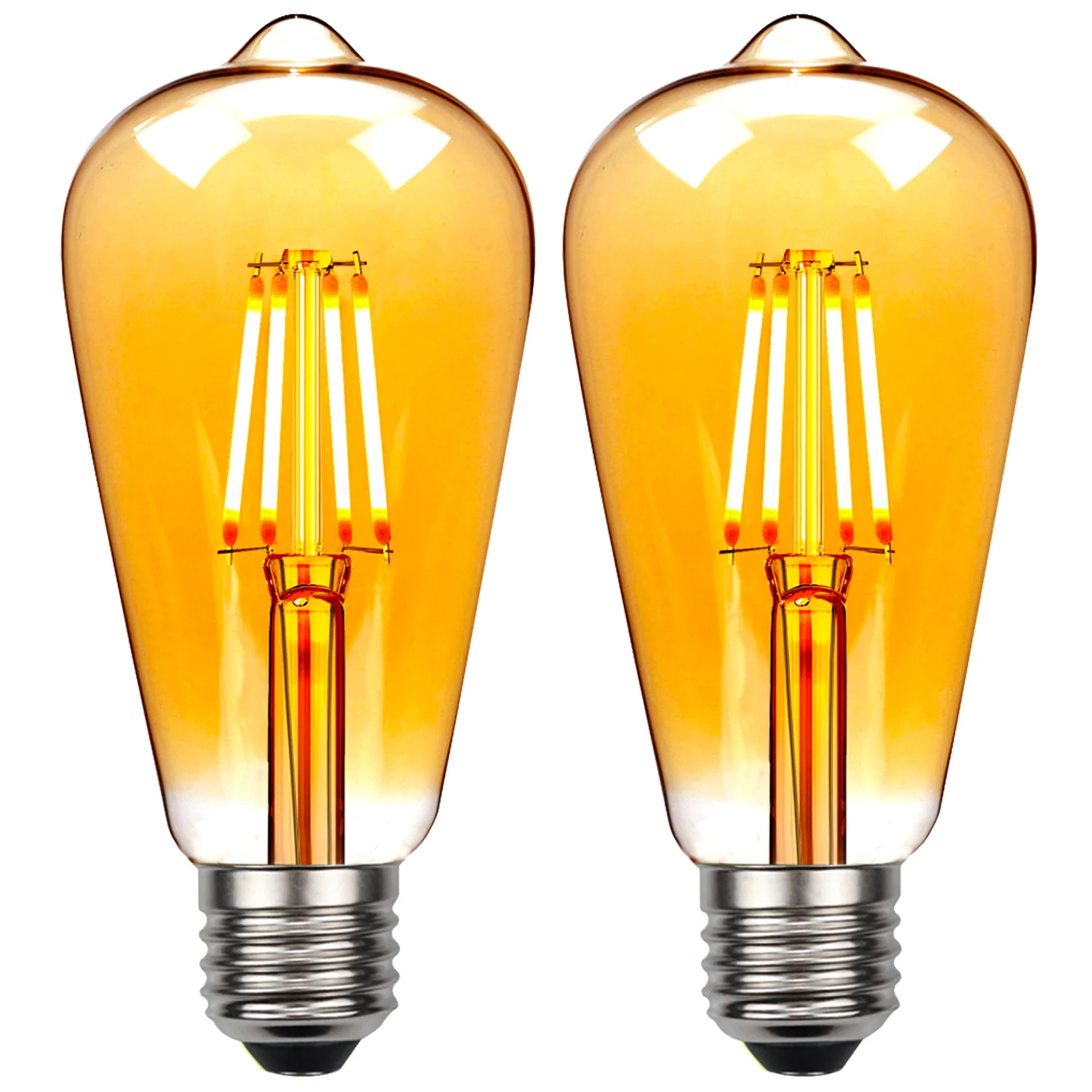 

TIANFAN 2-Pack Edison Bulb ST64 Led Filament 4W 6W 8W 2500Kelvin 220-240V Big Teardrop Specialty Decorative Light Bulb