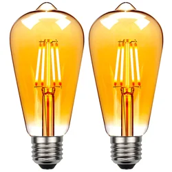 TIANFAN 2-Pack Edison Bulb ST64 Led Filament 4W 6W 8W 2500Kelvin 220-240V Big Teardrop Specialty Decorative Light Bulb