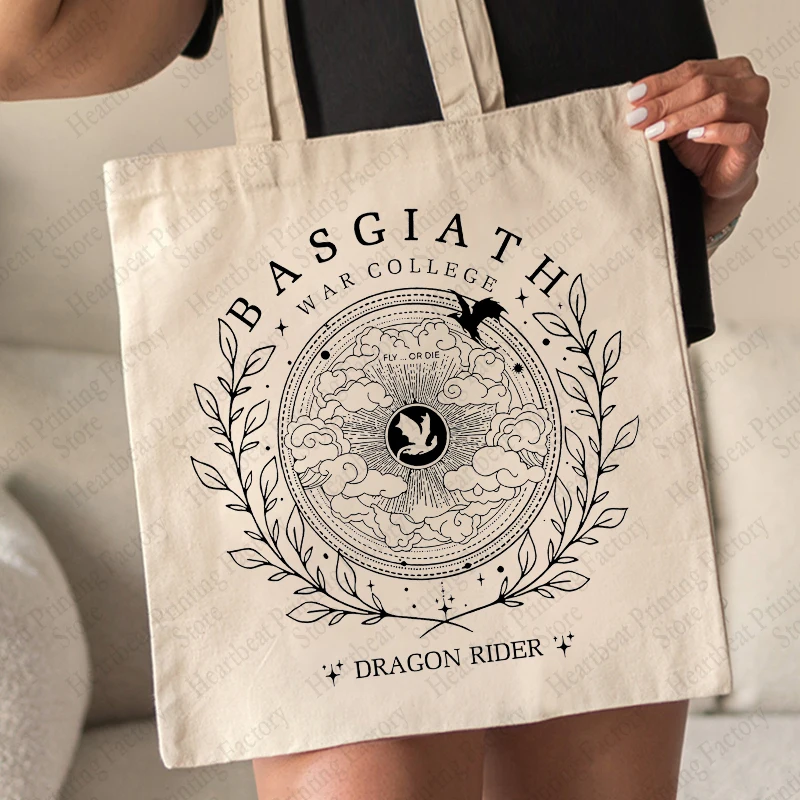 Basgiath War College Shopping Bag Fourth Wing Casual Canvas Tote Bag Dragon Ride Outdoor Travel Storage Shoulder Bag