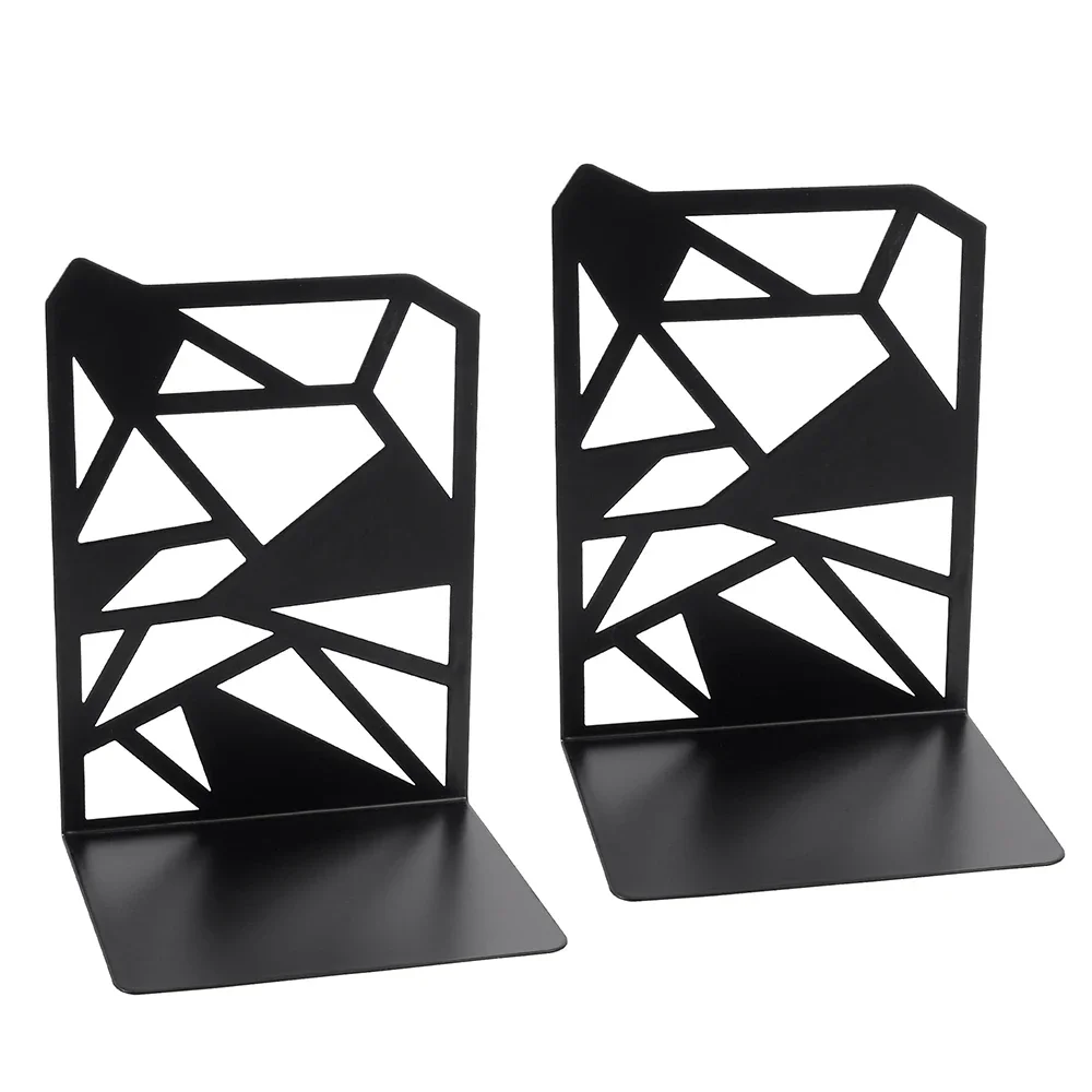 Hollow Geometry Irregularity Metal Bookends Creative Desk Ornament Studyroom Decoration Book Holder Retractable Book Support