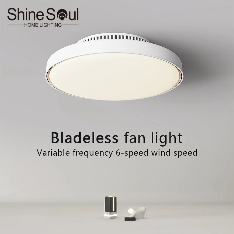 Modern LED Ceiling Fan Lights with No Leaves Strong Wind Low Decibel Remote Control Dimming Ceiling Fan Lamps Bedroom Office Fan