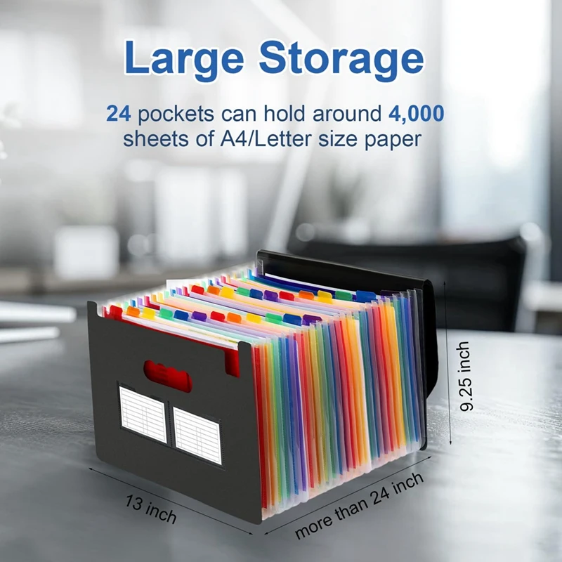 Расширяющаяся папка для файлов с 24 карманами и пустыми этикетками, органайзер для файлов с расширяемой крышкой, органайзер для файлов-гармошка