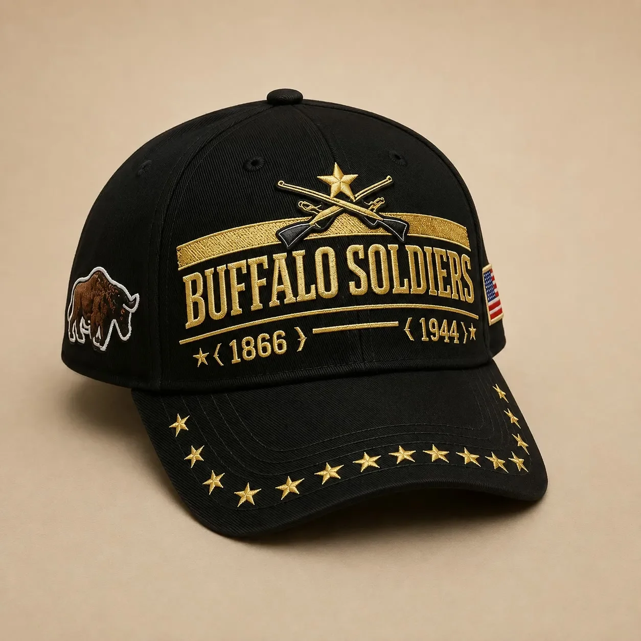 Buffalo Soldiers Graphic Baseball Cap American Flag Adjustable Unisex Snapback Hat Curved Visor Streetwear Embroidered Front