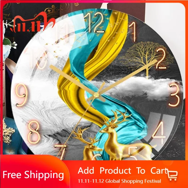 

Настенные часы для гостиной, художественная роспись, роскошный ресторан, скандинавские модные настенные часы, бесшумные эстетические росписи Horloge, украшение для дома