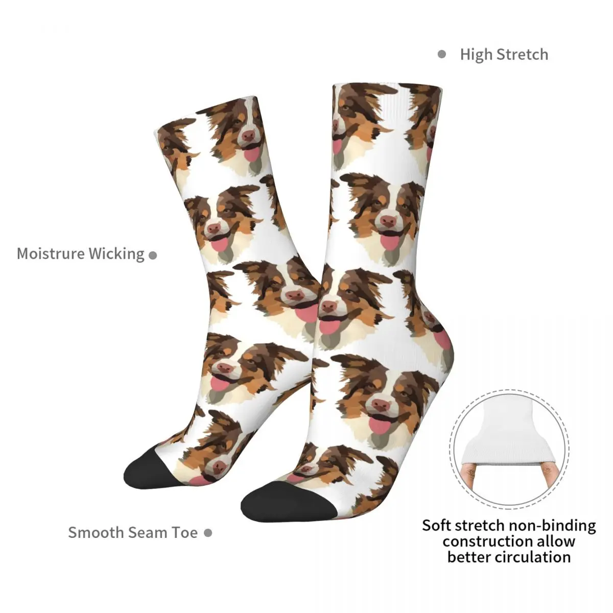 Australian Shepherd Socks Harajuku High Quality Stockings All Season Long Socks Accessories for Man's Woman's Christmas Gifts