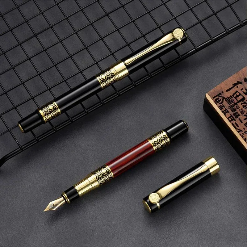 

1pc Retro Metal Fountain Pen Classic Design with Converter High Quality For Business Writing Office School Supplies Stationery