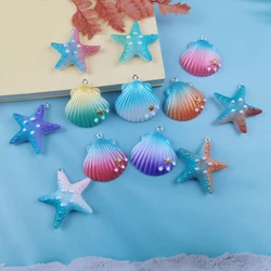 10Pcs Magic Color Shell Starfish Resin Charms Cabochon Jewelry Making DIY Pendant Earrings Keychain Bracelet Accessories