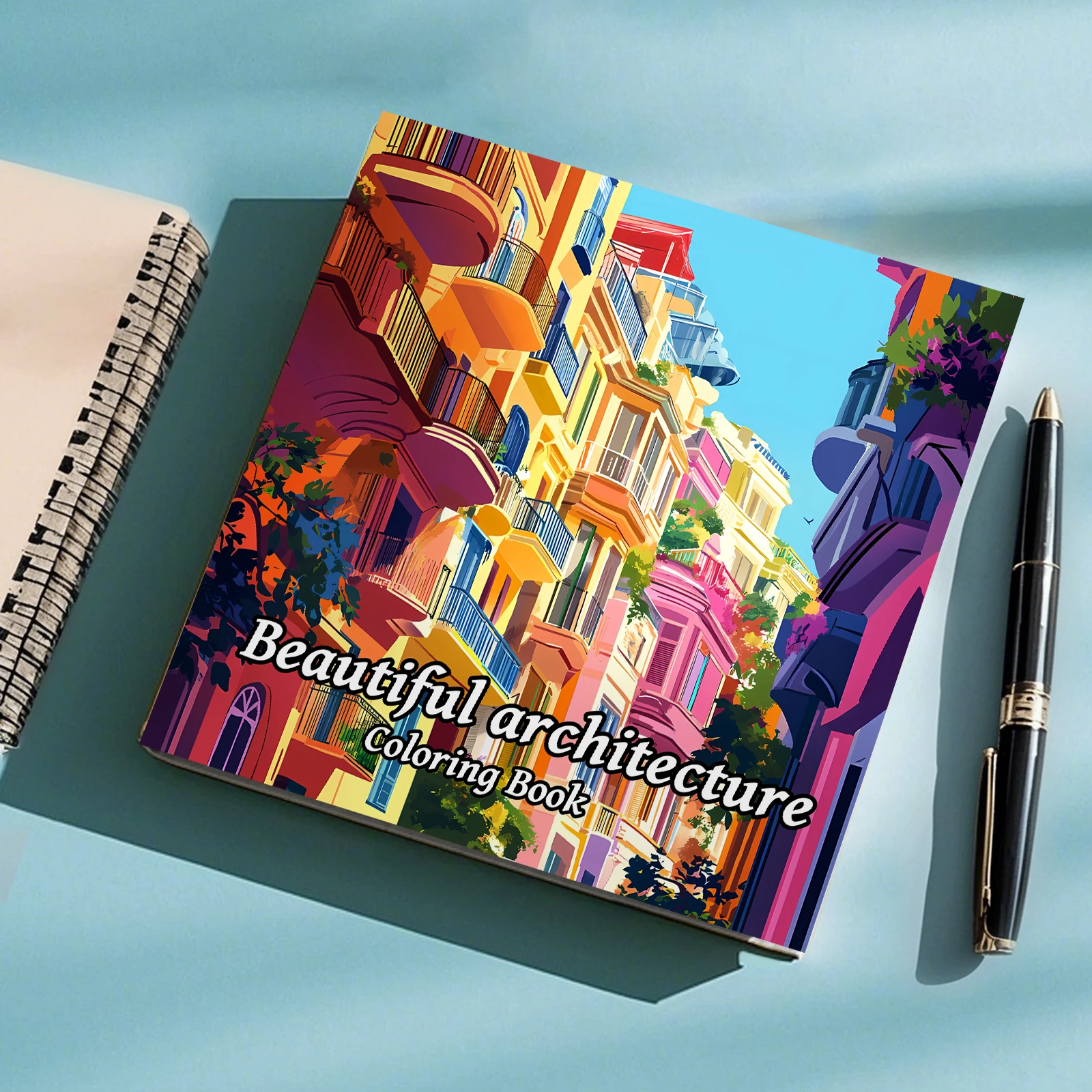 1pc Beautiful Architecture Coloring Book 24 pages Kill Time Graffiti Painting Drawing Adult Picture Book