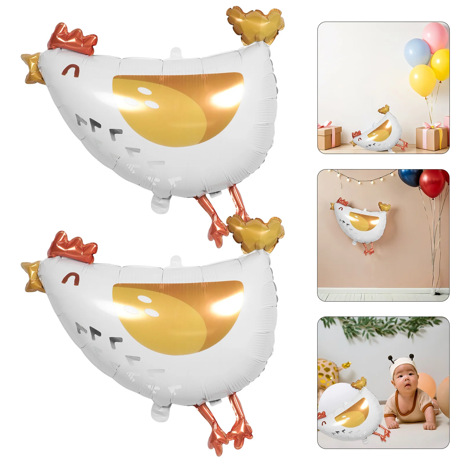 

6Pcs Foil Chicken Balloons Adorable Animal Pattern Balloon Decor for Birthday Party Shower Farm Themed Celebration