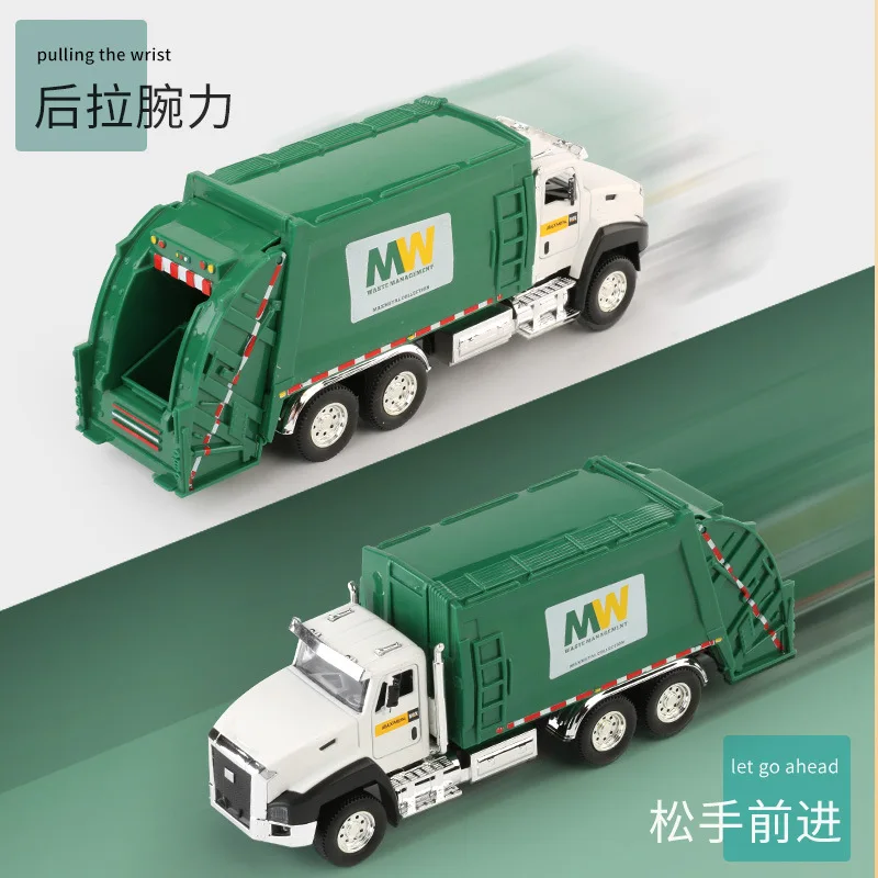 Child\'s Engineering Vehicle Toys Pull-Back Alloy Locomotive Sanitation Car Stirring Car  Excavator Children\'s Toy Gift B177