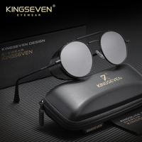 Genuine KINGSEVEN Brand Vintage Gothic Steampunk Sunglasses Polarized Men Women Round Eyewear Gafas De Sol